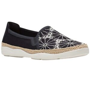 Clarks Elaina Harbor Embroidered Jute-Trimmed Flats Slip On Size 9